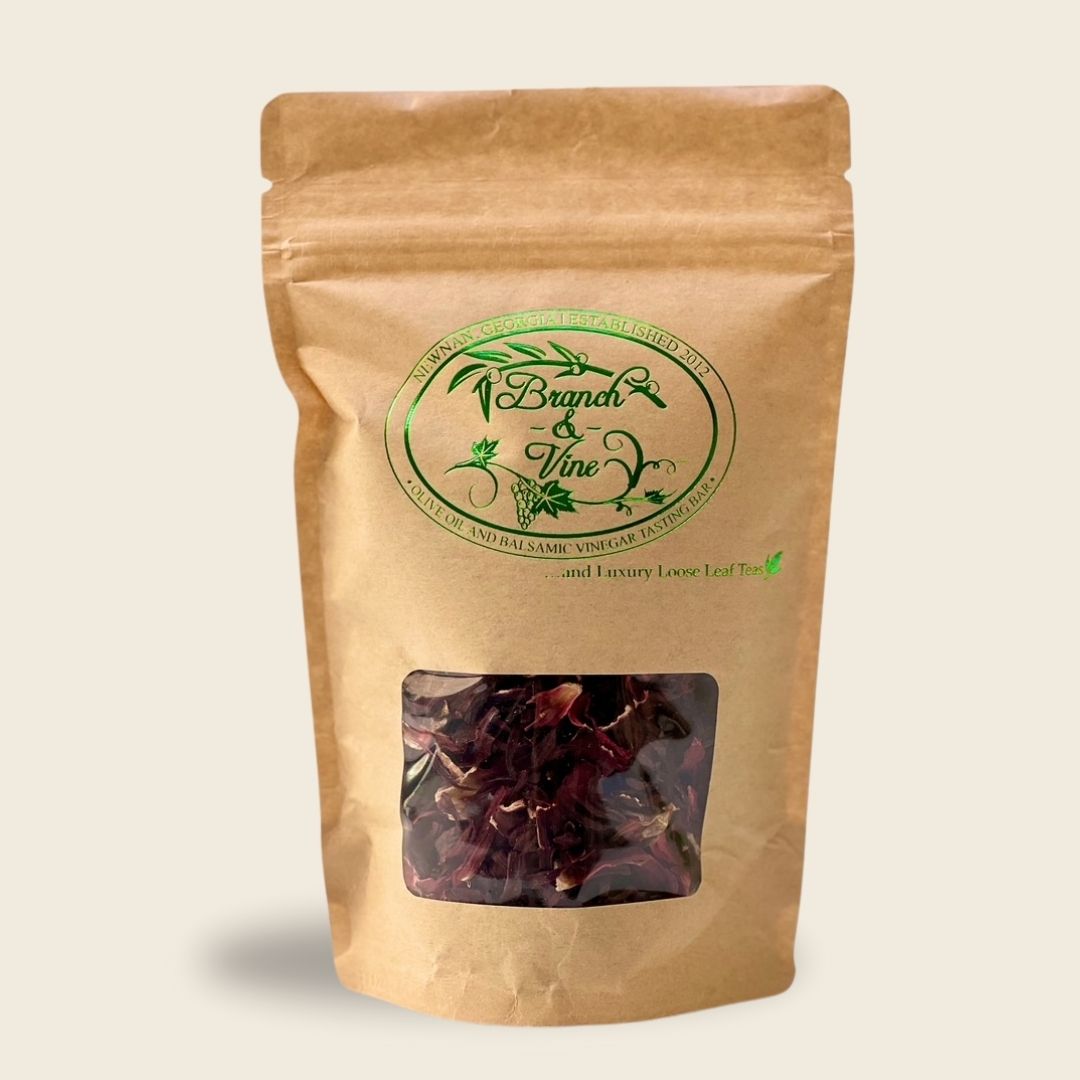 Organic Khartoum Hibiscus Flowers 2 oz white bag