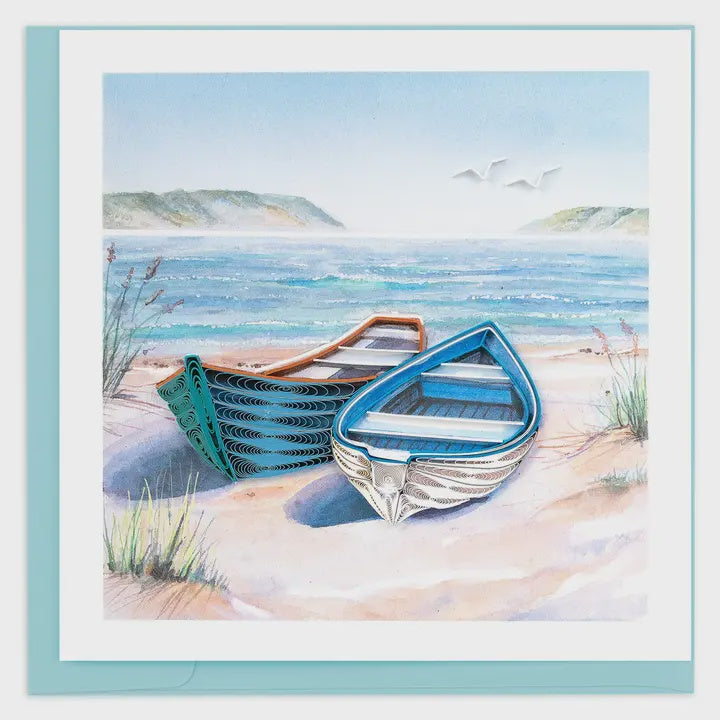 Two Boats On The Shore Quilling Card