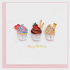 Birthday Cupcake Trio Quilling Card