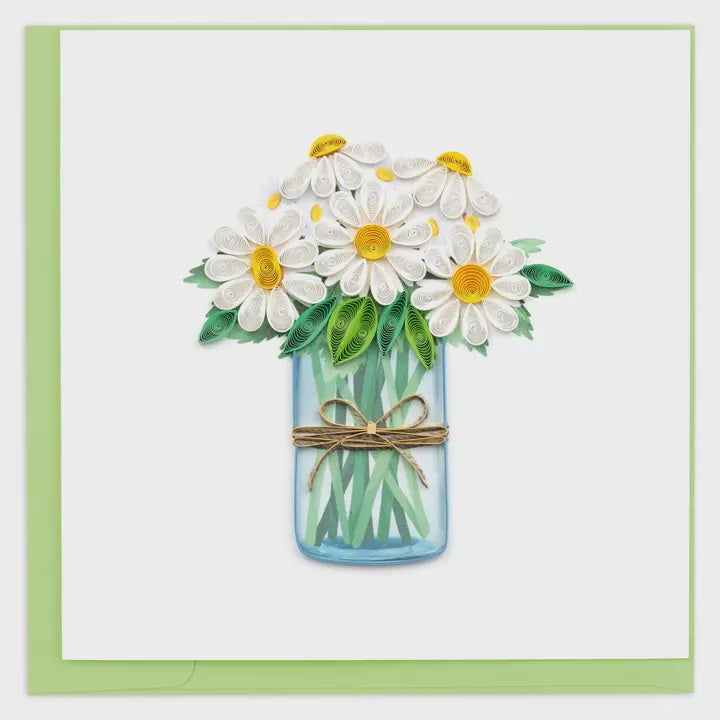 White Daisies in Jar Quilling Card
