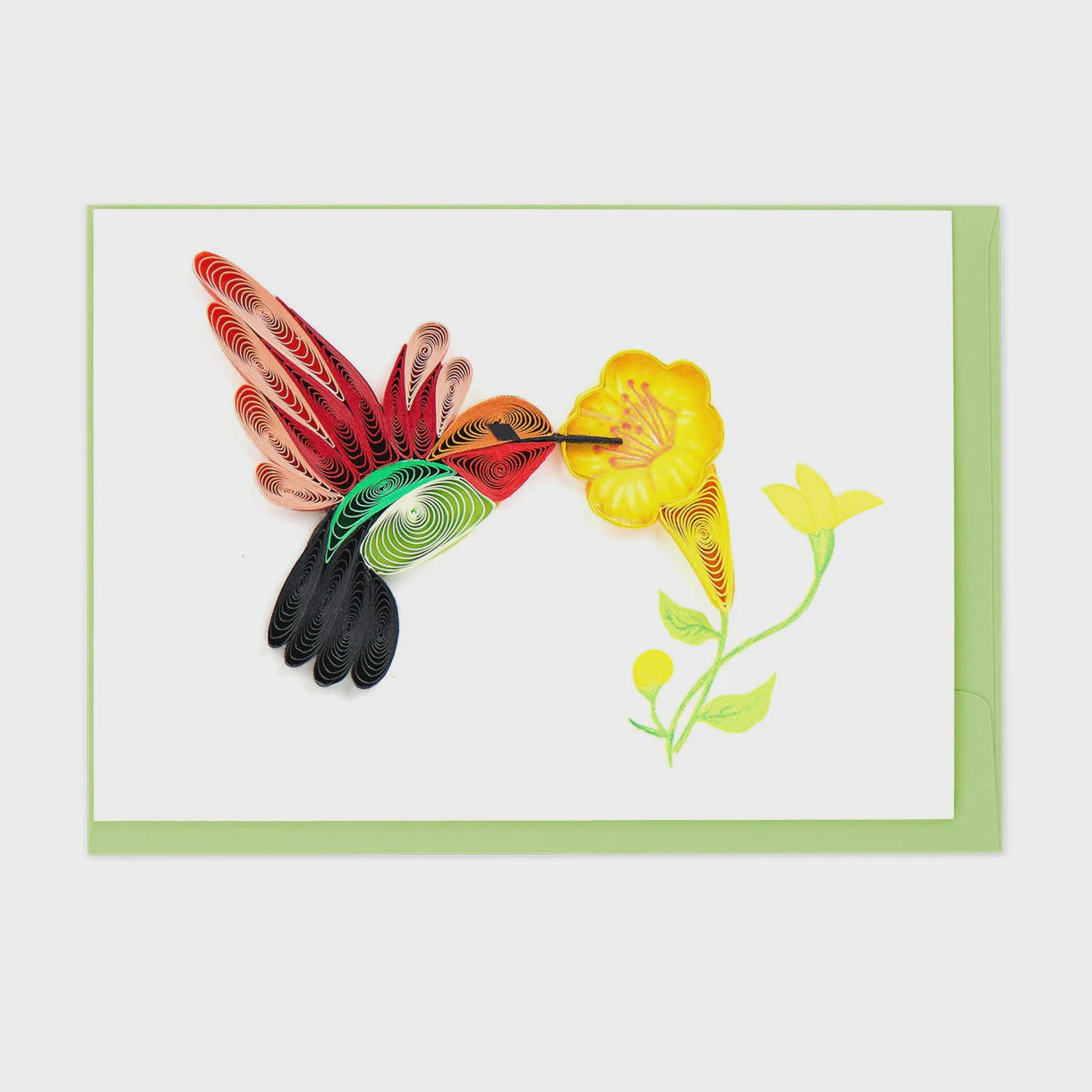 Hummingbird & Yellow Flowers Quilling Card Enclosure