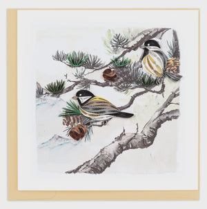 Pine Needles and Birds Quilling Card