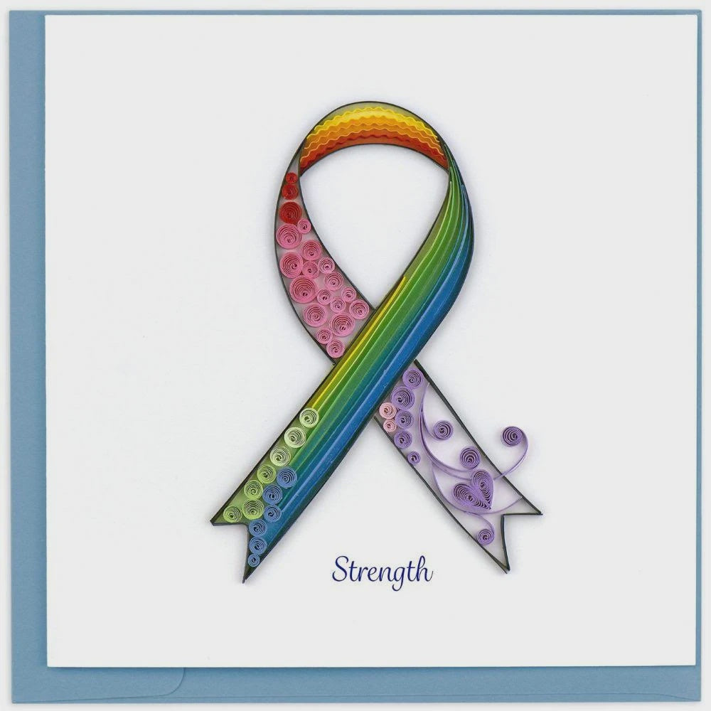 Rainbow Cancer Ribbon Quilling Card