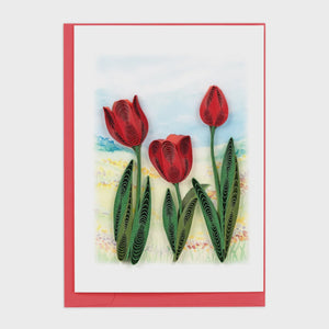 Red Tulip Field Quilling Card Enclosure