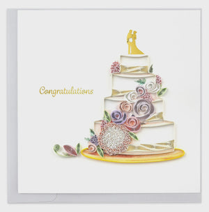 Floral Wedding Cake Quilling Card