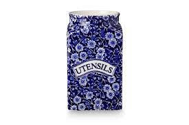 Blue Calico Utensil Square Open Storage Jar