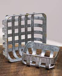 Galvanized Metal Baskets\Set of 2