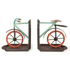 Multicolor Set of 2 metal bicycle book ends